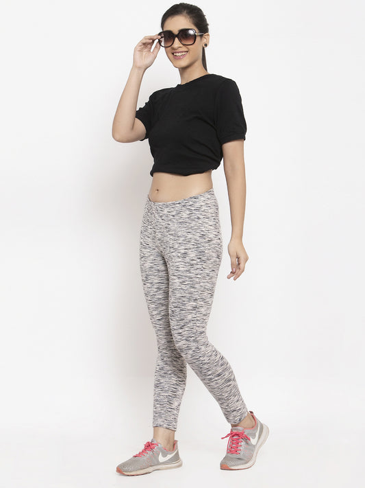 Wolfpack Women Grey Printed Ankle Length Leggings Wolfpack