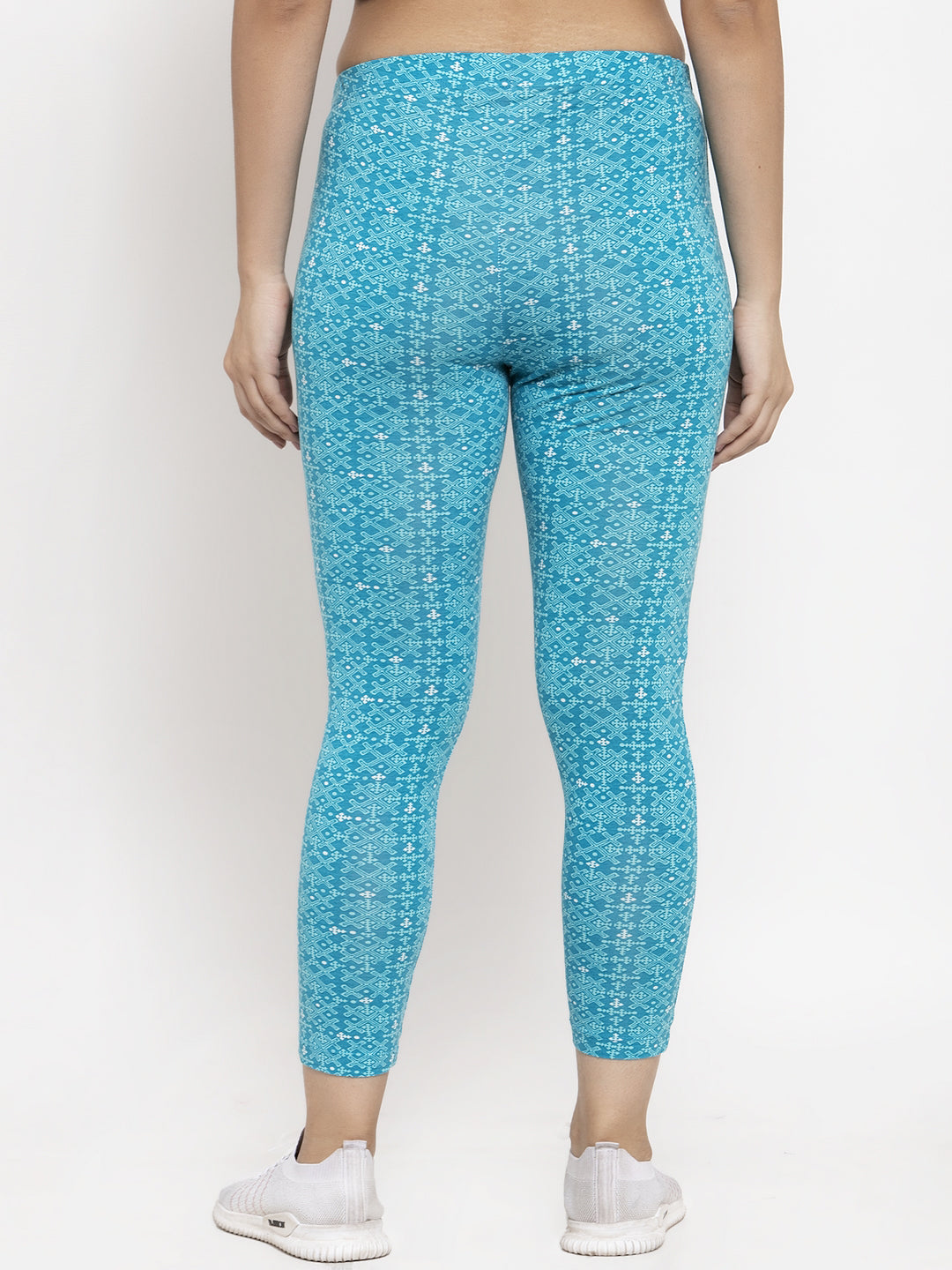 Wolfpack Women Light Blue Printed Ankle Length Leggings Wolfpack