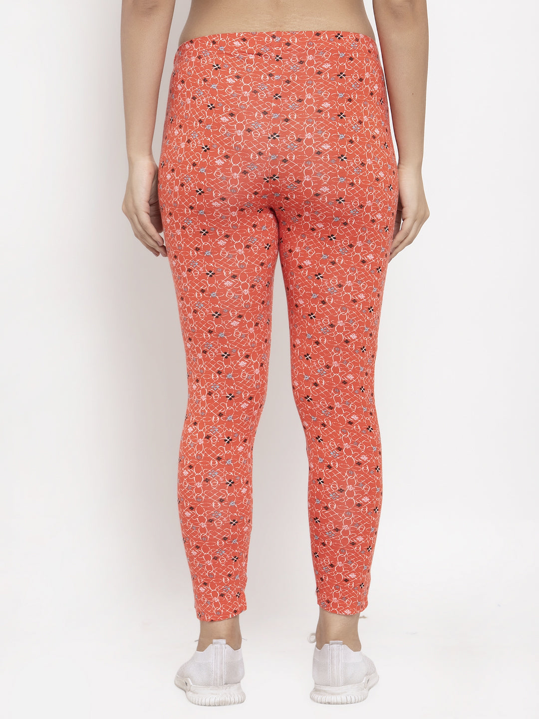 Wolfpack Women Orange Printed Ankle Length Leggings Wolfpack