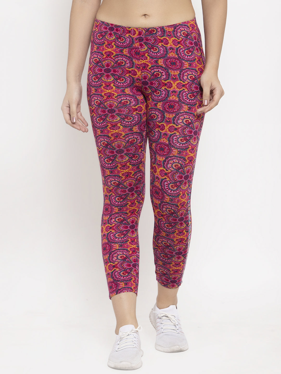 Wolfpack Women Pink Printed Ankle Length Leggings Wolfpack