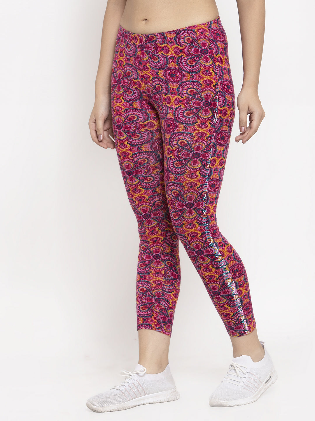 Wolfpack Women Pink Printed Ankle Length Leggings Wolfpack