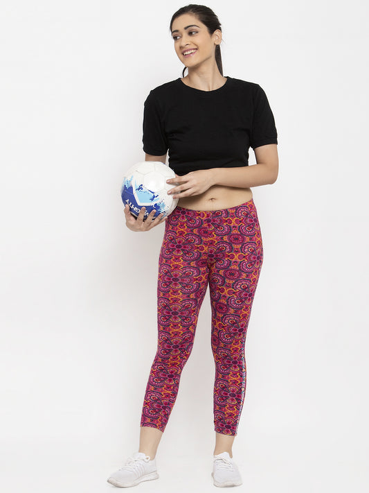 Wolfpack Women Pink Printed Ankle Length Leggings Wolfpack