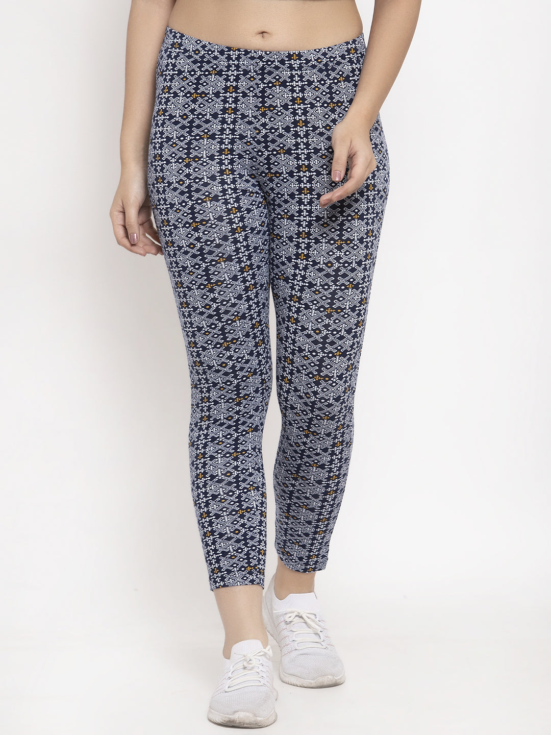 Wolfpack Women Navy Blue Printed Ankle Length Leggings Wolfpack