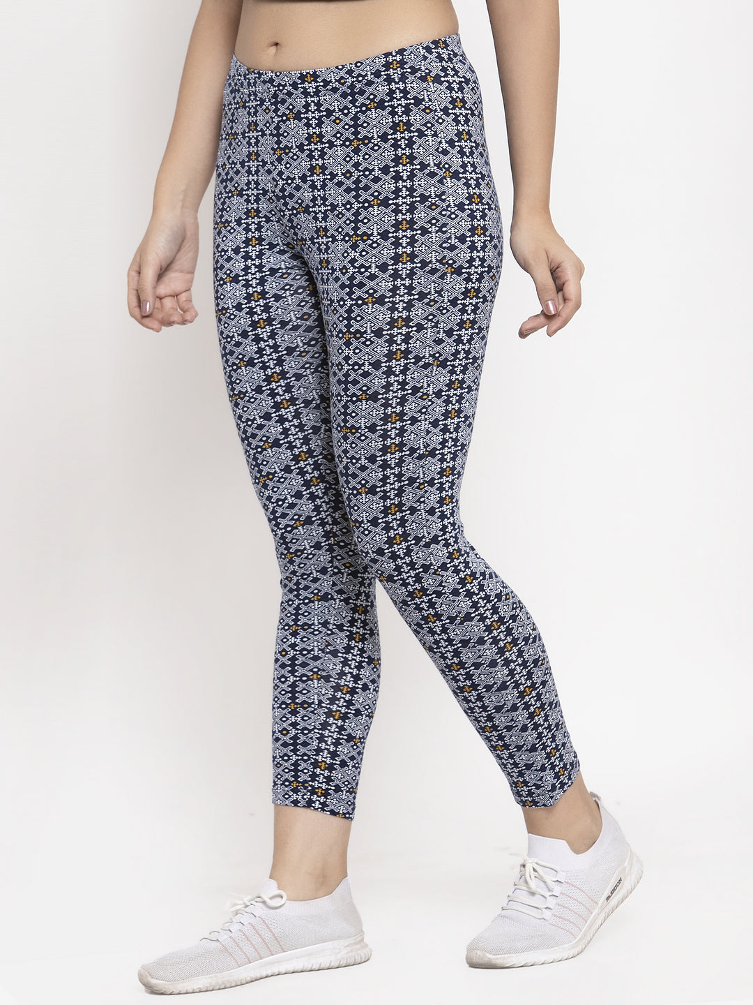 Wolfpack Women Navy Blue Printed Ankle Length Leggings Wolfpack