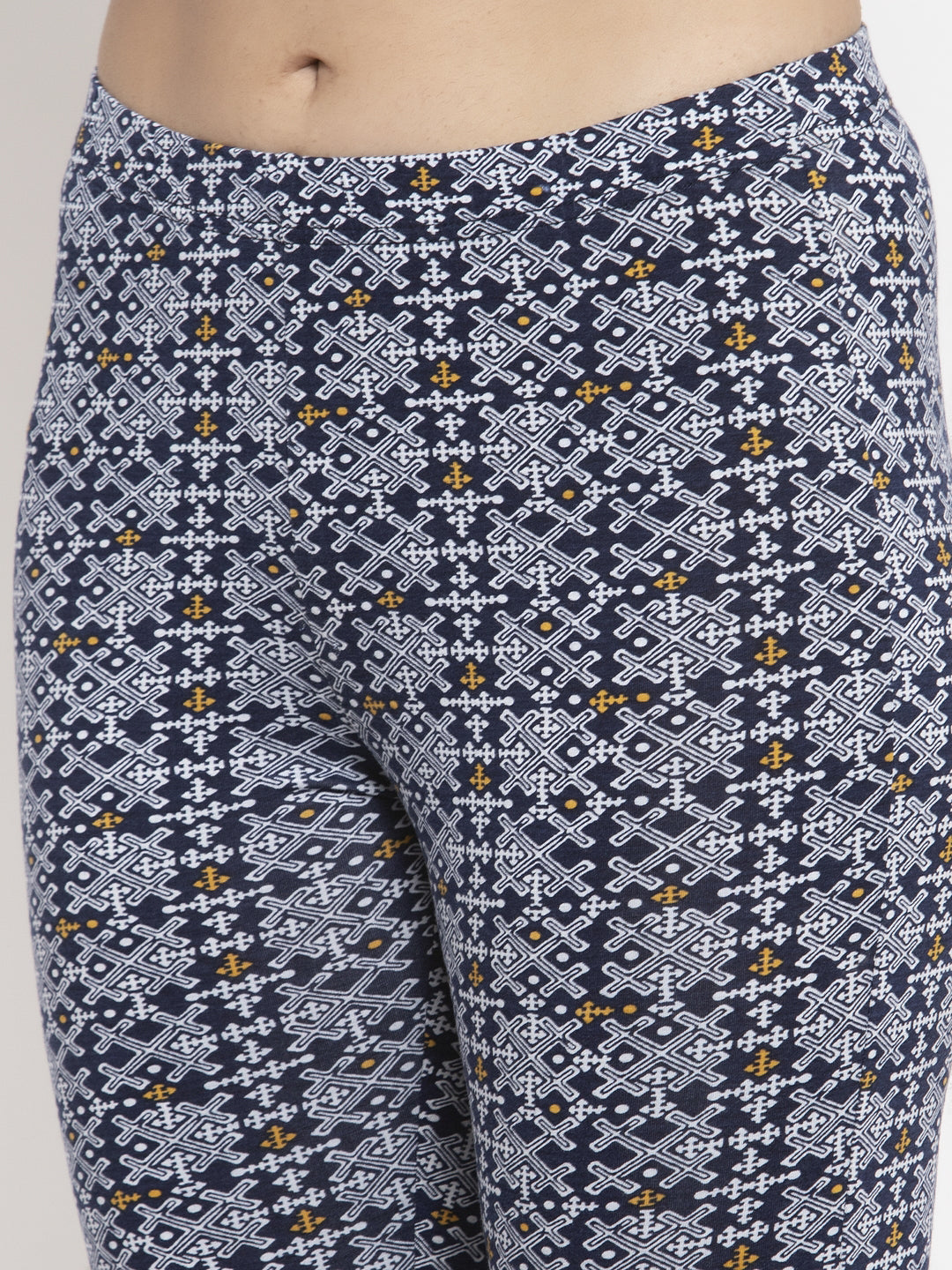 Wolfpack Women Navy Blue Printed Ankle Length Leggings Wolfpack