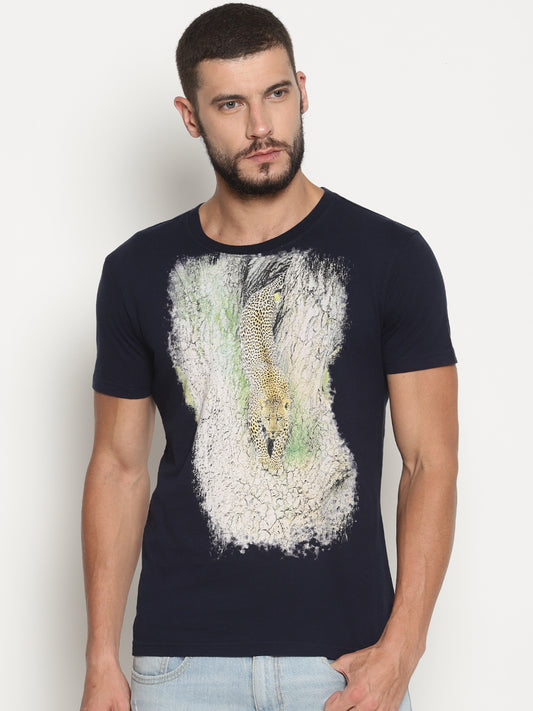 Wolfpack Men Navy Blue Printed T-Shirt Wolfpack