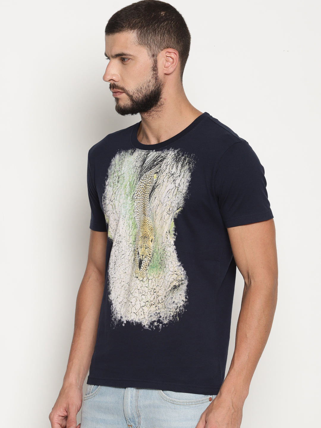 Wolfpack Men Navy Blue Printed T-Shirt Wolfpack