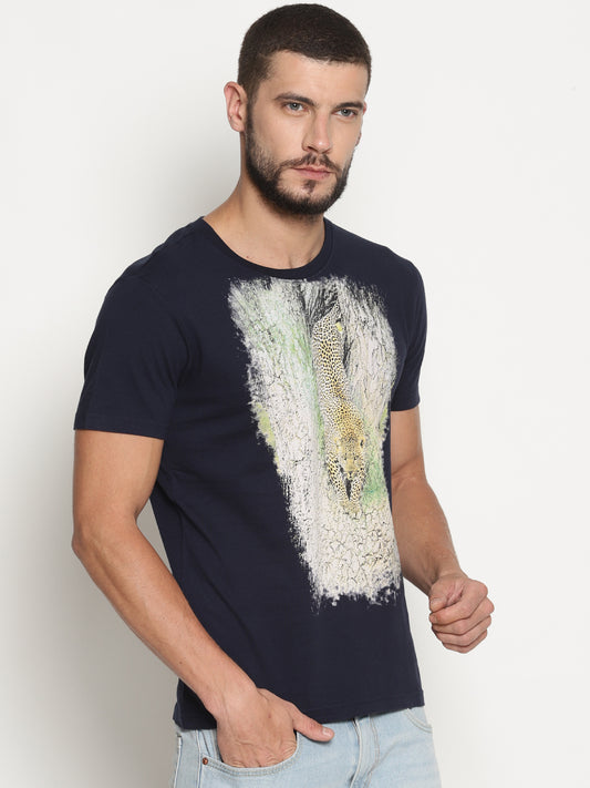 Wolfpack Men Navy Blue Printed T-Shirt Wolfpack
