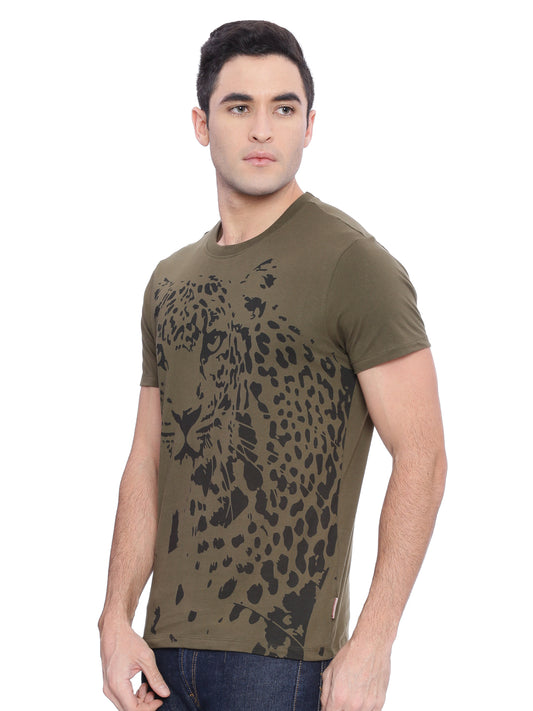 Wolfpack Men Army Green Printed T-Shirt Wolfpack