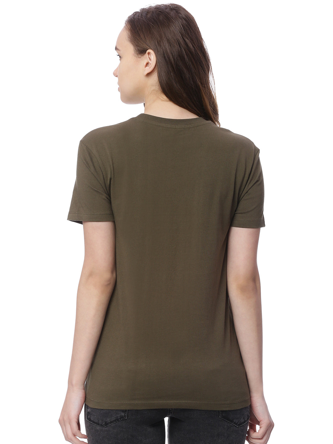 Wolfpack Women Army Green Printed T-Shirt Wolfpack