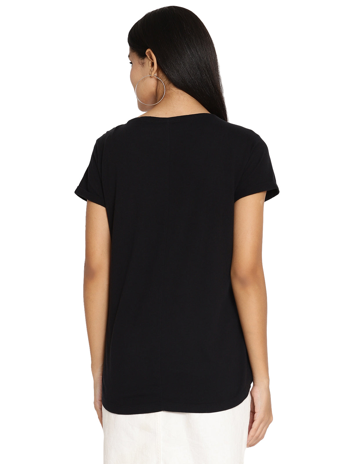 Wolfpack Leopard Graphic Checkered Black Women T-Shirt