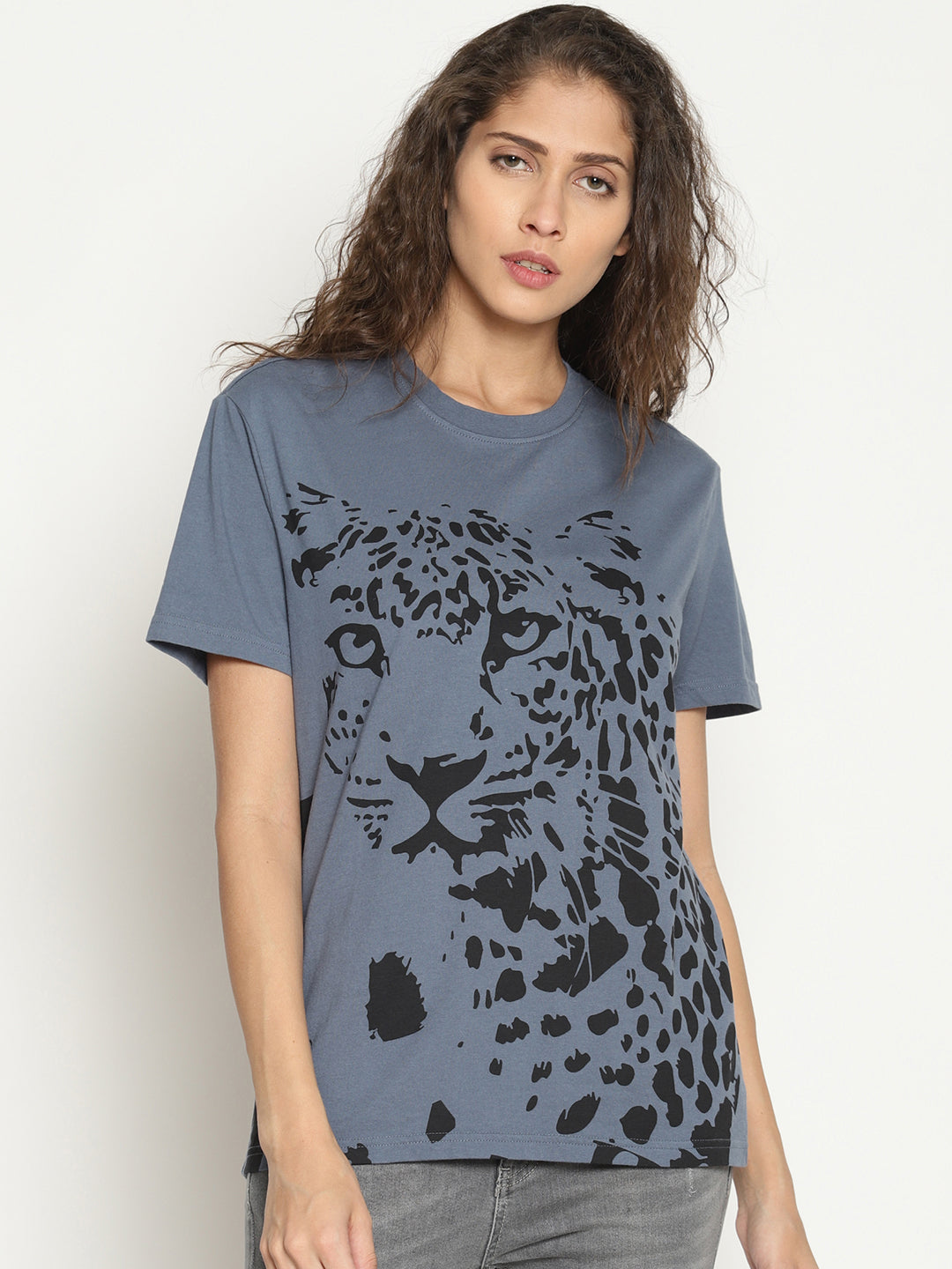 Wolfpack Women China Blue Printed T-Shirt Wolfpack