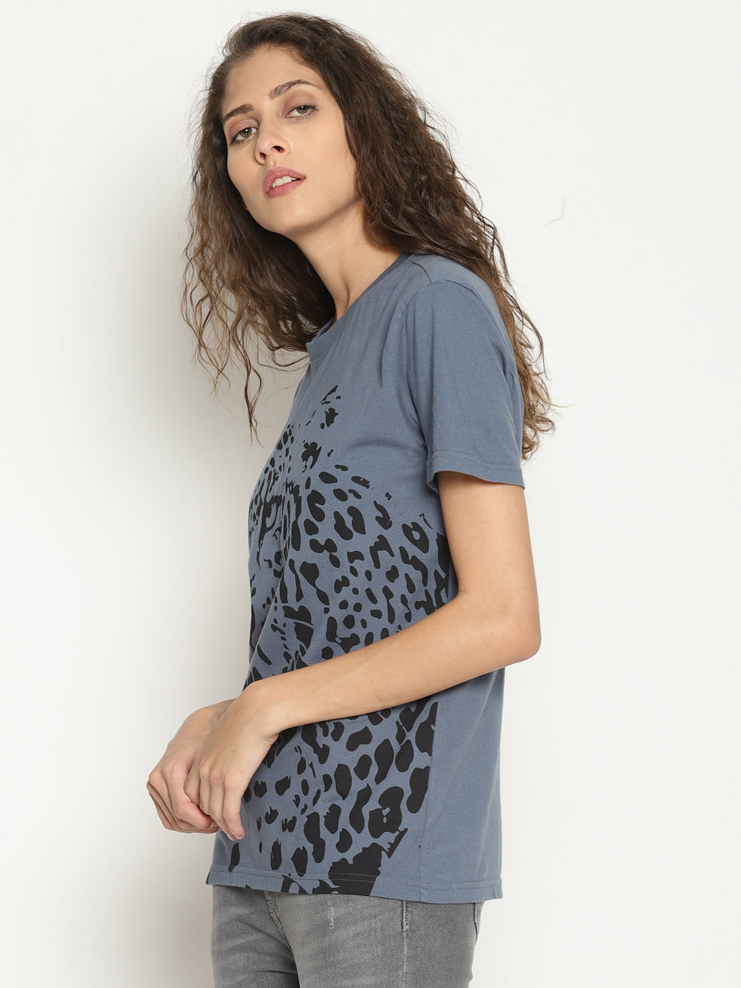 Wolfpack Women China Blue Printed T-Shirt Wolfpack