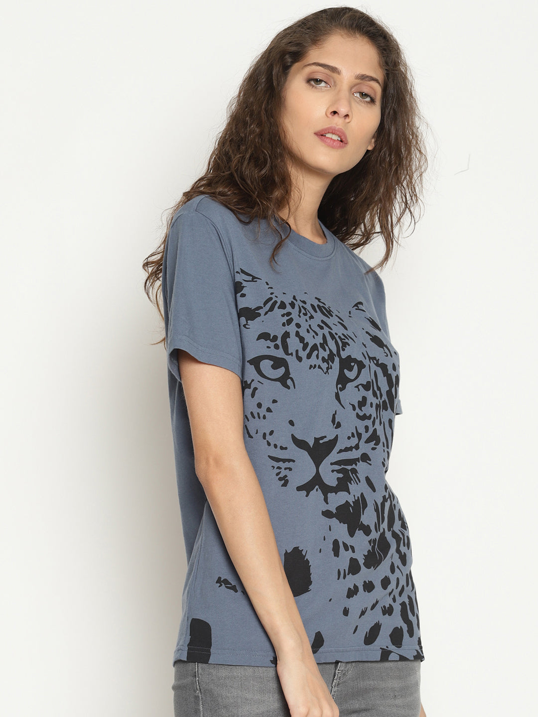 Wolfpack Women China Blue Printed T-Shirt Wolfpack
