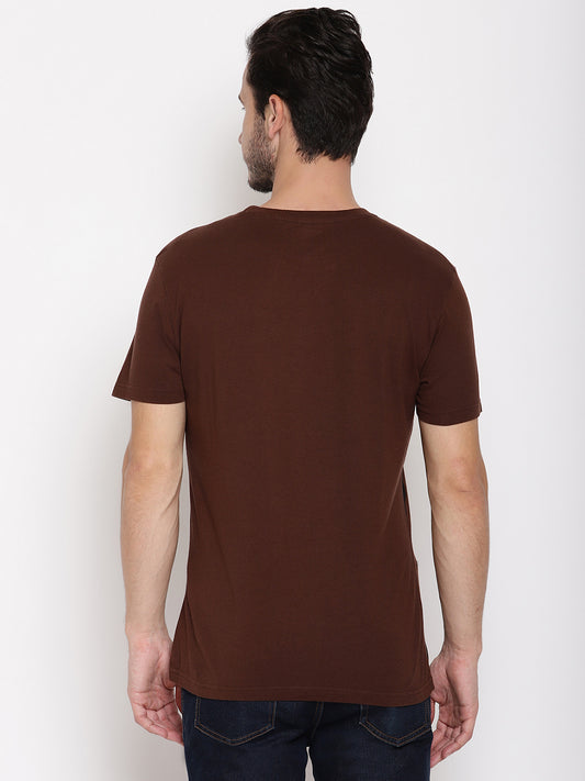 Leopard Graphic Choco Brown Printed Men T-Shirt Wolfpack