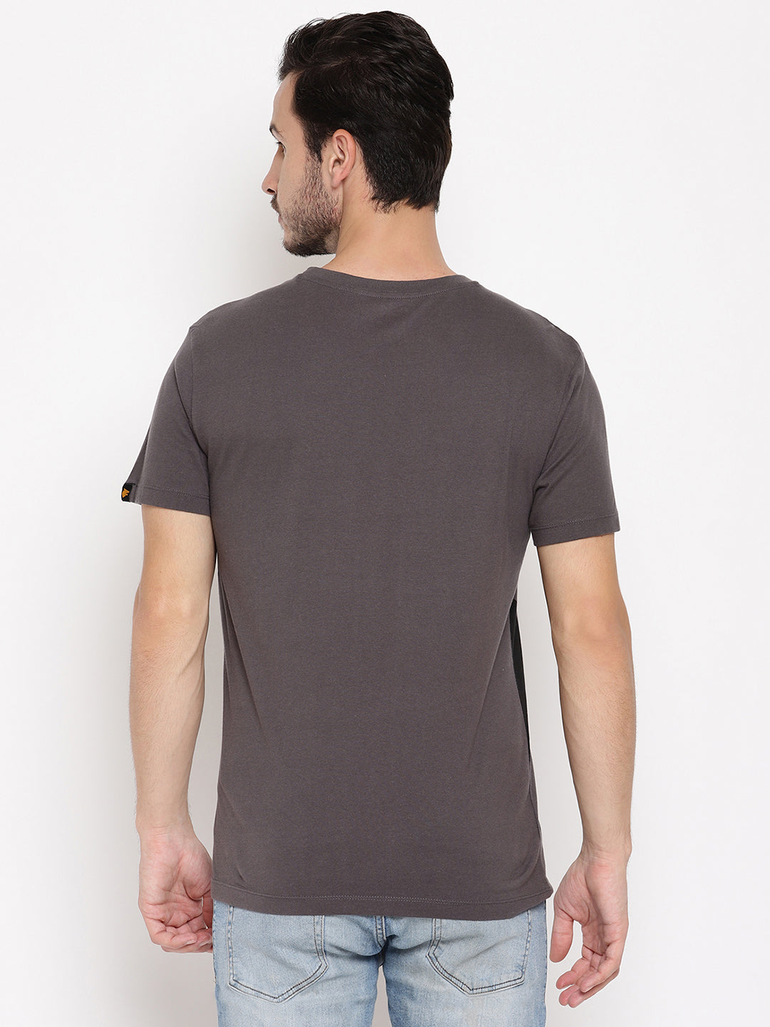Leopard Graphic Dark Grey Printed Men T-Shirt Wolfpack