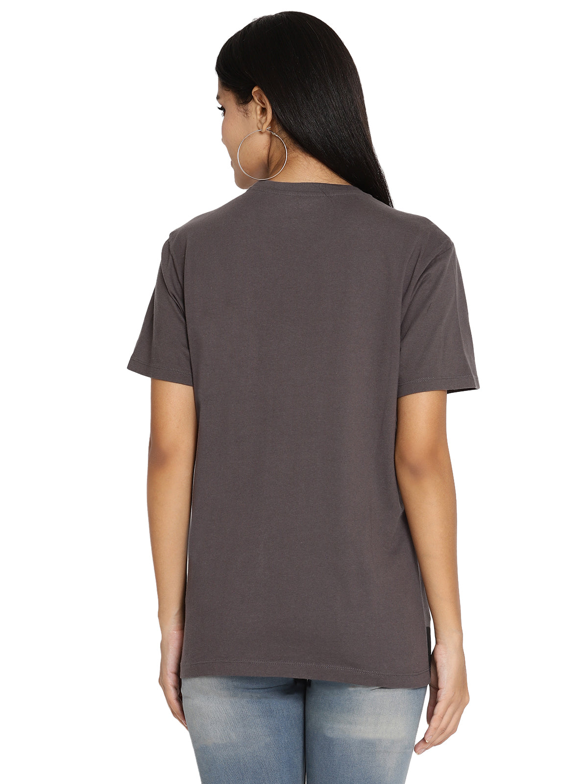 Wolfpack Women Dark Grey Printed T-Shirt Wolfpack