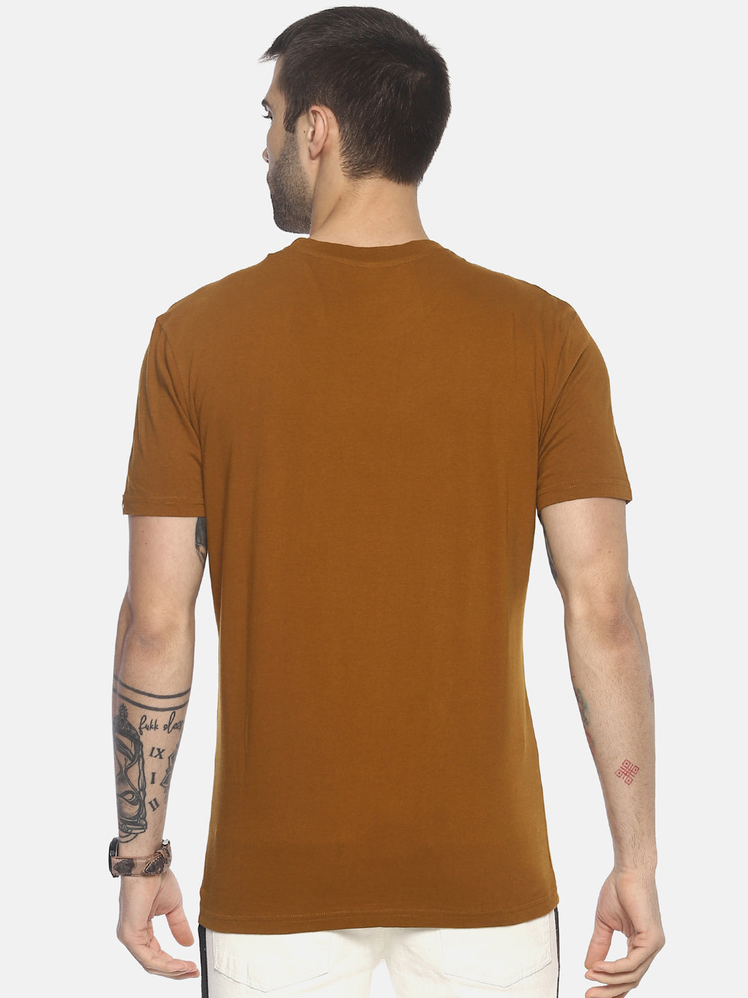 Wolfpack Men Greenish Brown Printed T-Shirt Wolfpack