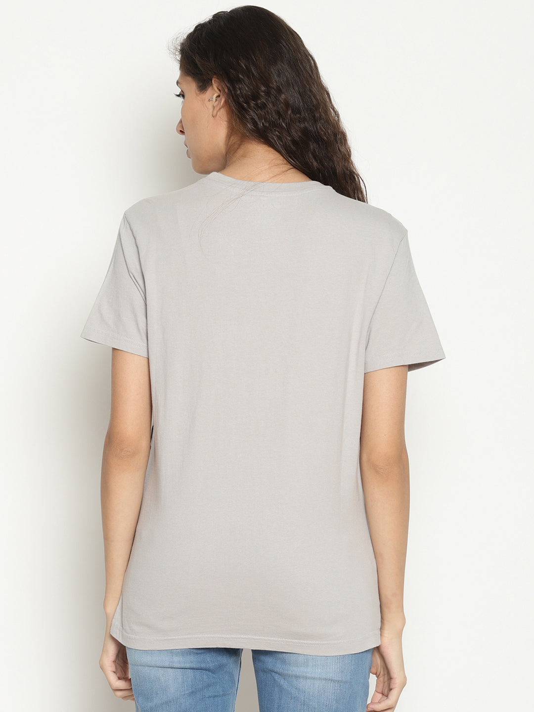 Wolfpack Women Light Grey Printed T-Shirt Wolfpack