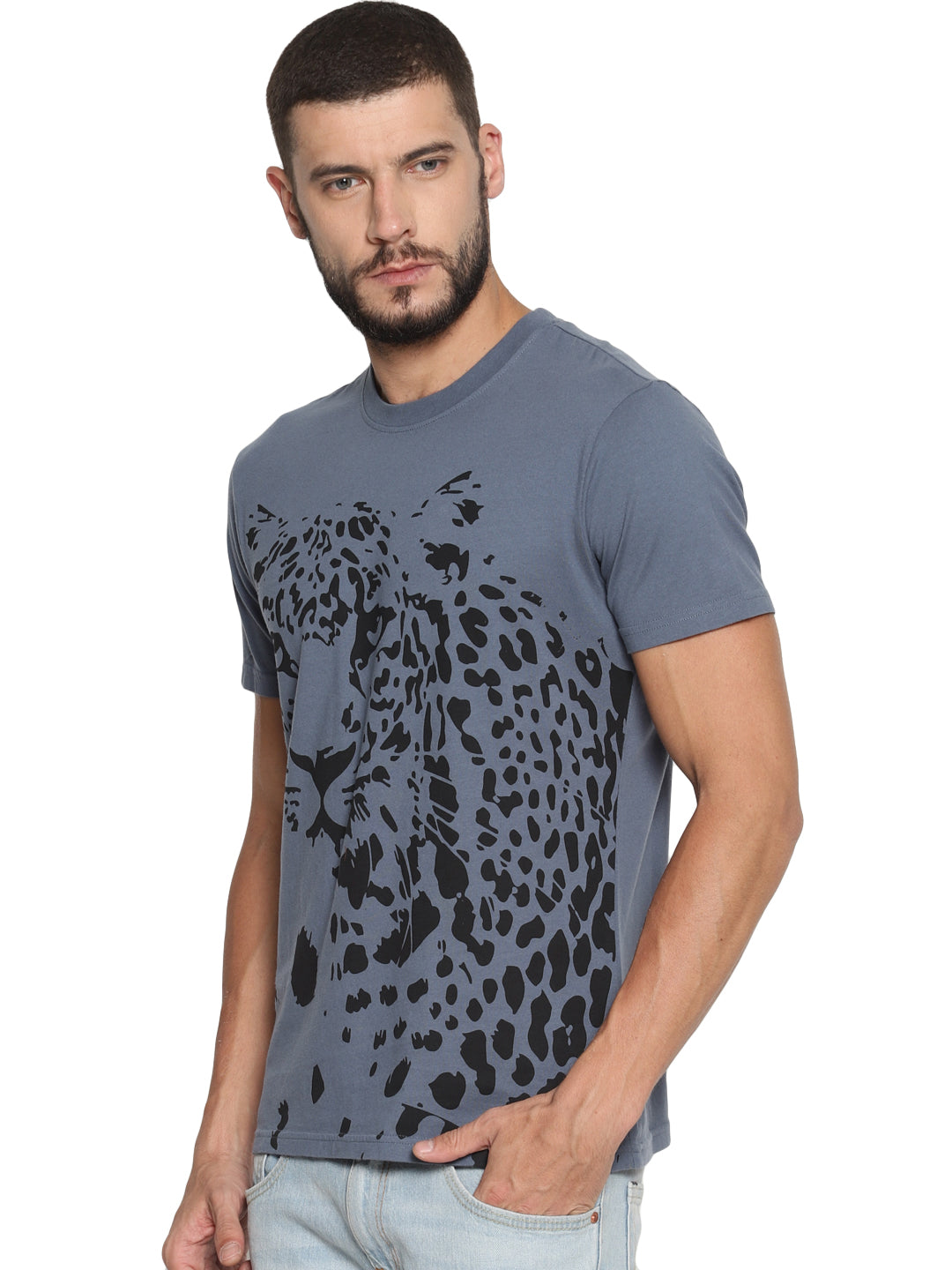 Wolfpack Men China Blue Printed T-Shirt Wolfpack