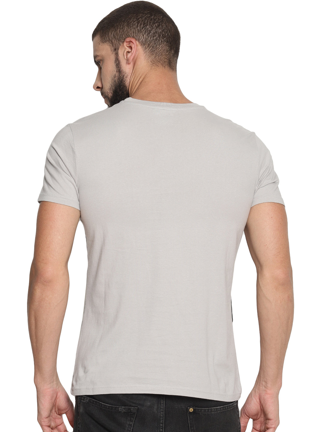 Wolfpack Men Light Grey Printed T-Shirt Wolfpack