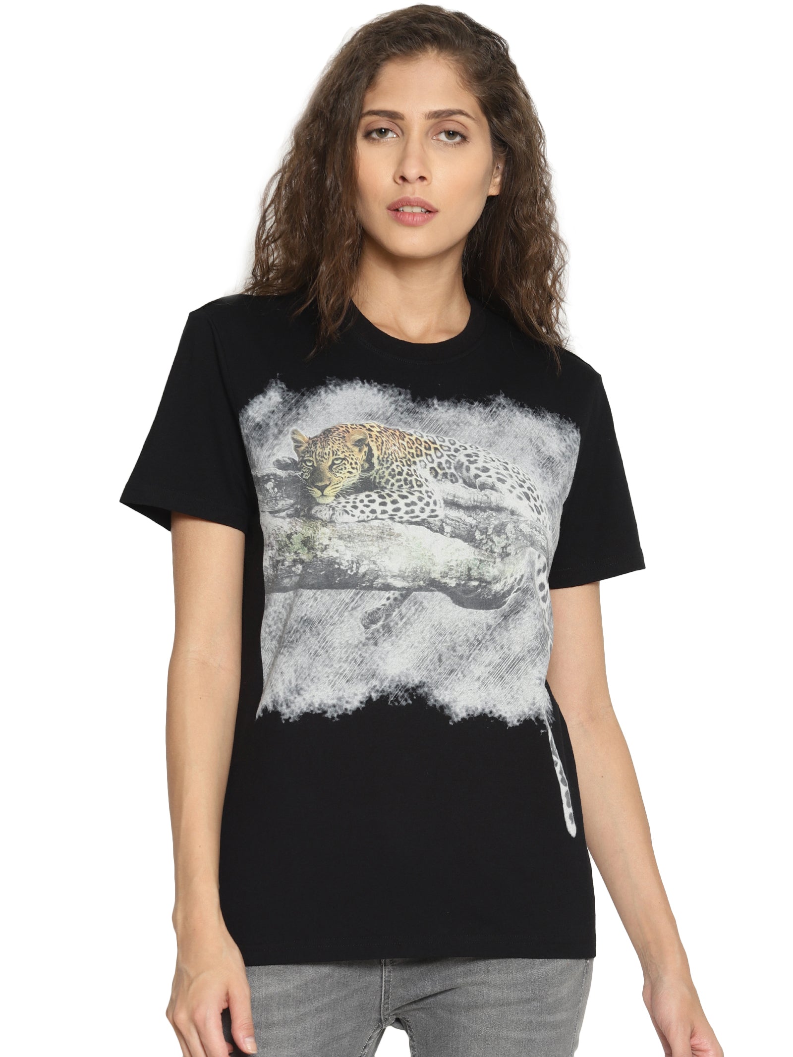 Wolfpack Women Black Printed T-Shirt Wolfpack