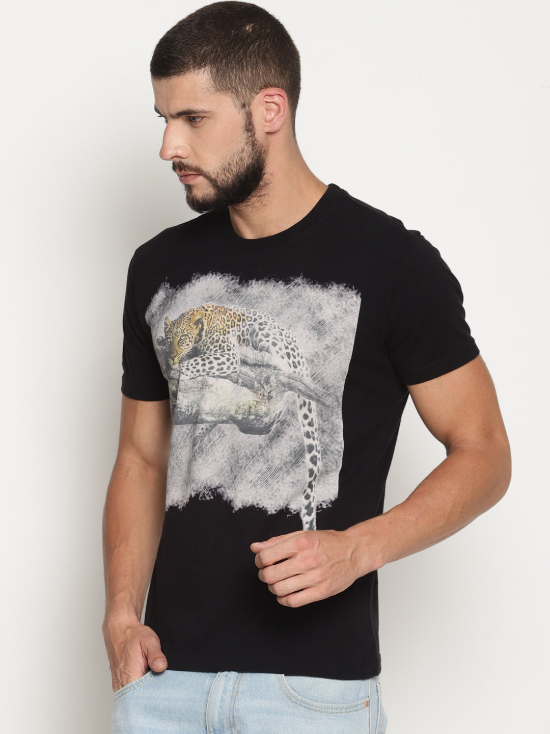 Wolfpack Men Black Printed T-Shirt Wolfpack