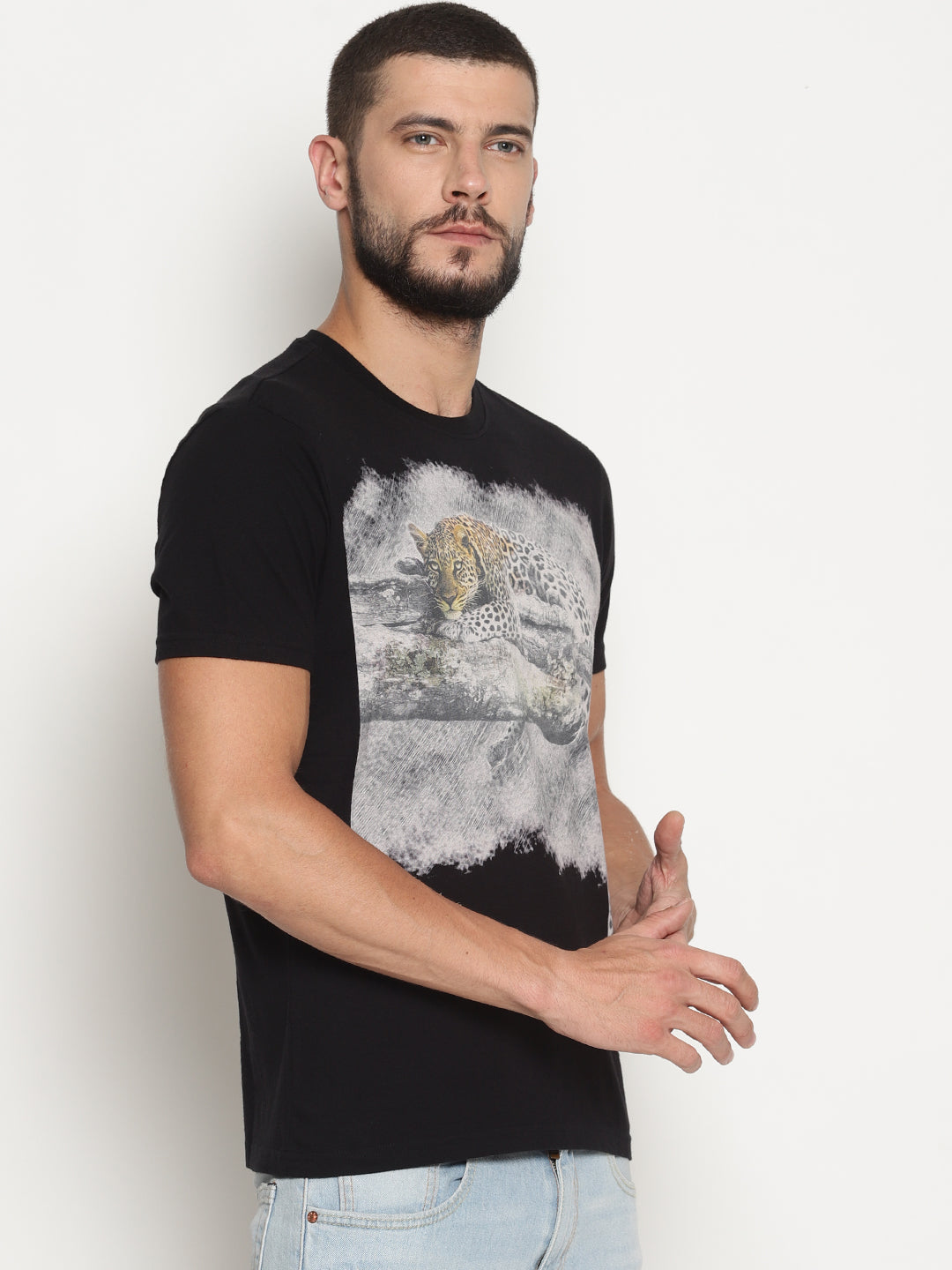 Wolfpack Men Black Printed T-Shirt Wolfpack