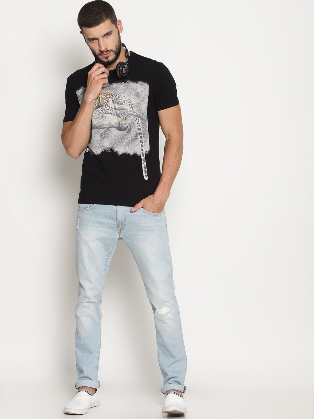 Wolfpack Men Black Printed T-Shirt Wolfpack