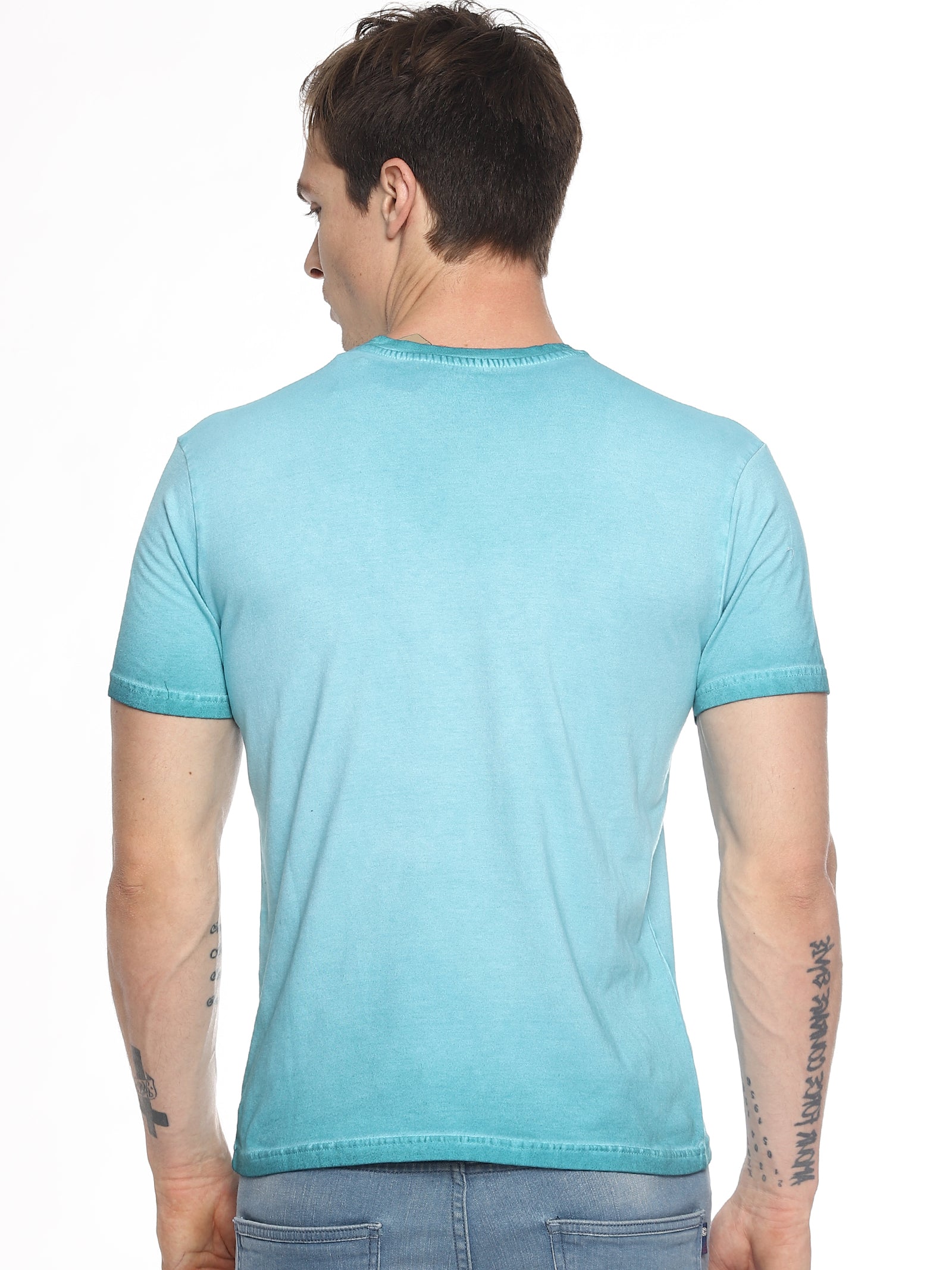 Wolfpack Men Light Blue Printed T-Shirt Wolfpack