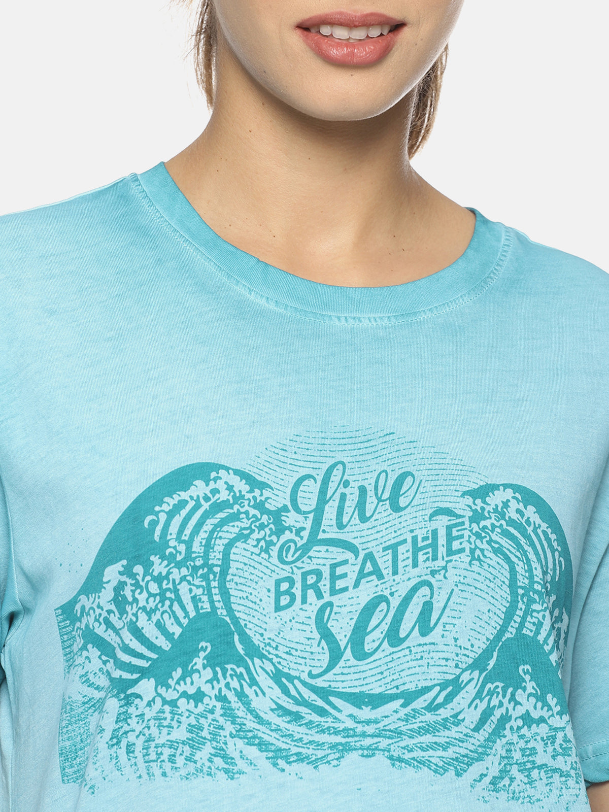 Wolfpack Women Blue Printed T-Shirt Wolfpack