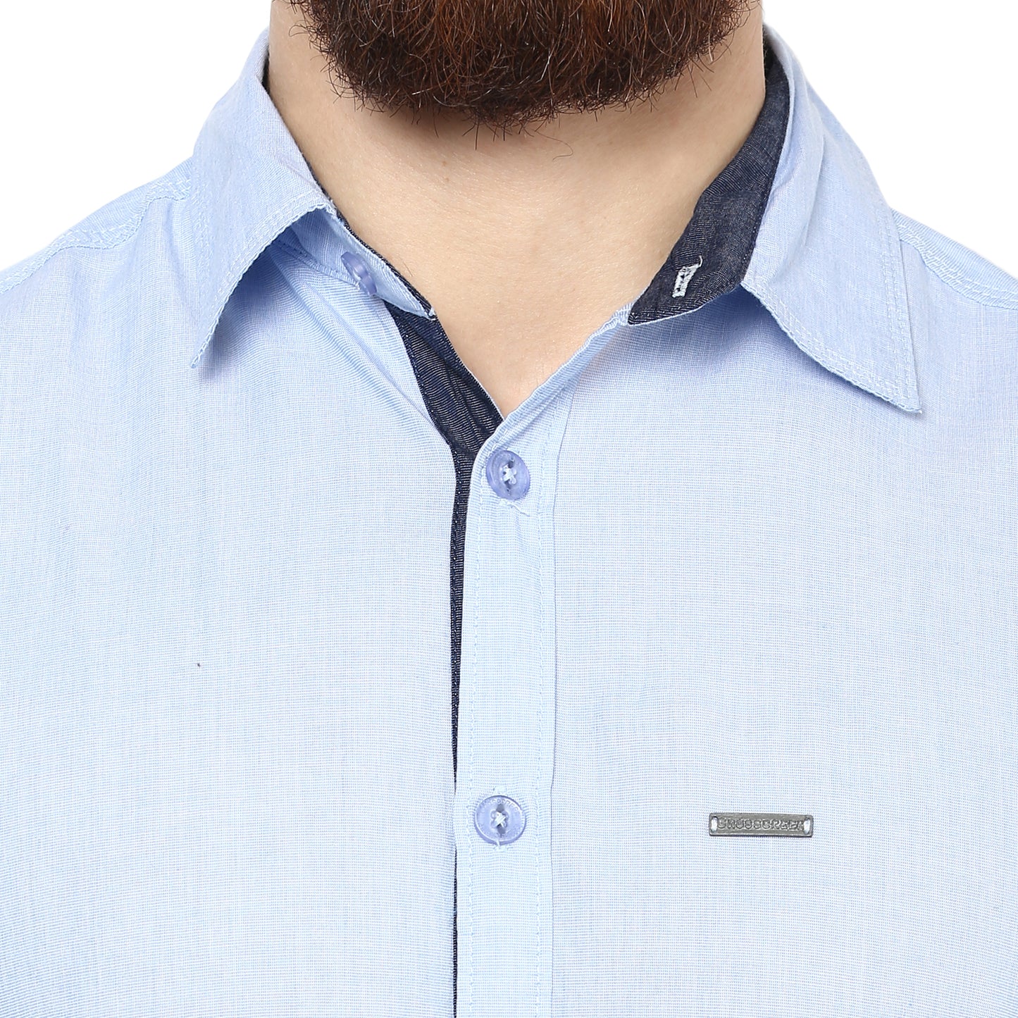 Crosscreek Men Light Blue Fil-A-Fil Plain Shirt Crosscreek
