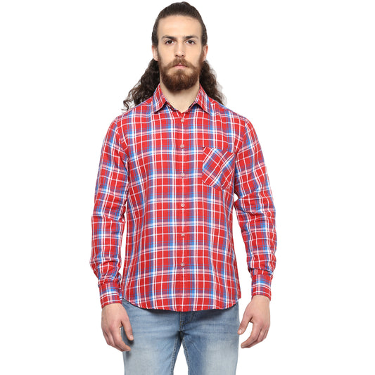 Crosscreek Men Red Checks Casual Shirt Crosscreek