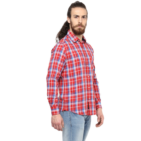 Crosscreek Men Red Checks Casual Shirt Crosscreek