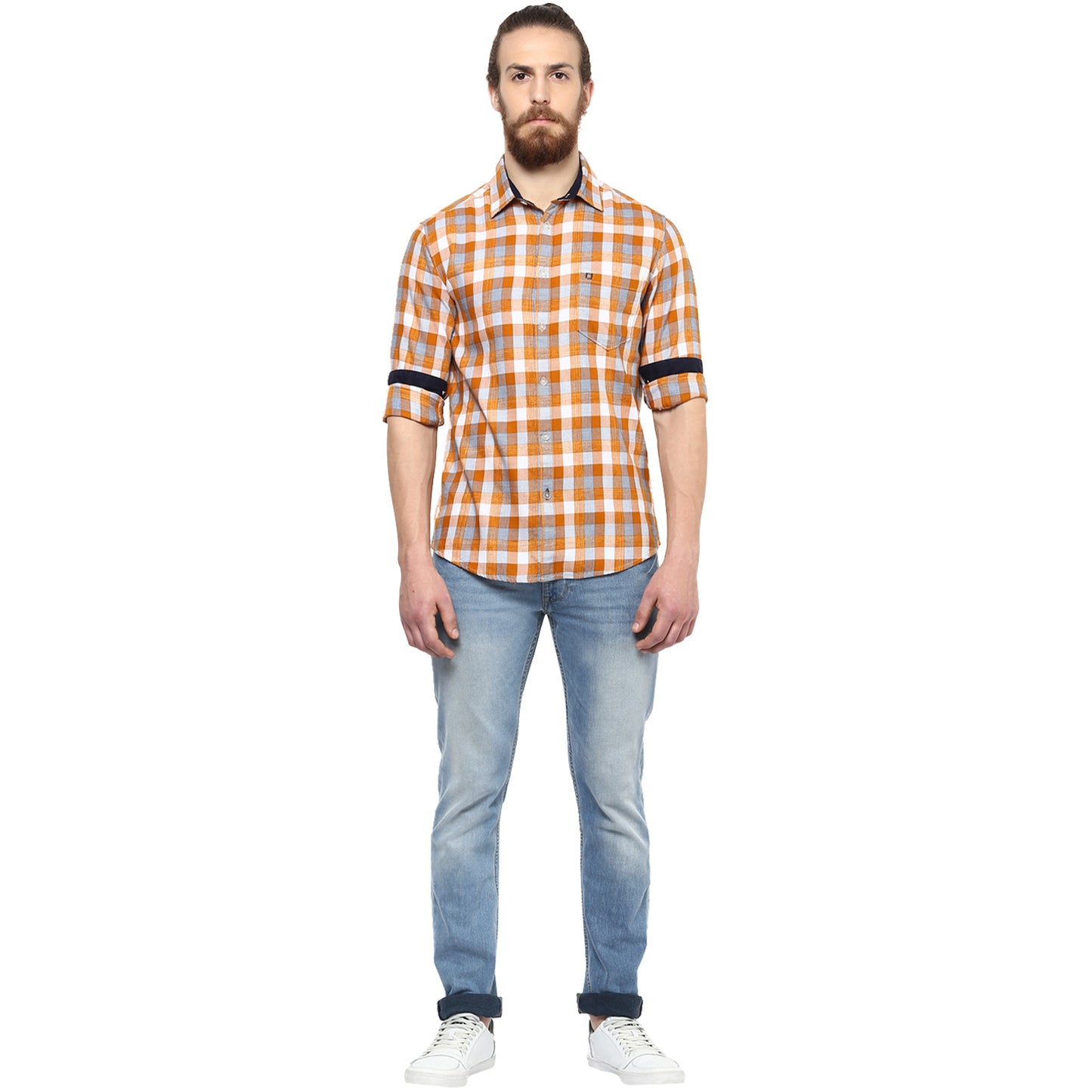 Crosscreek Men Mustard Checks Shirt Crosscreek