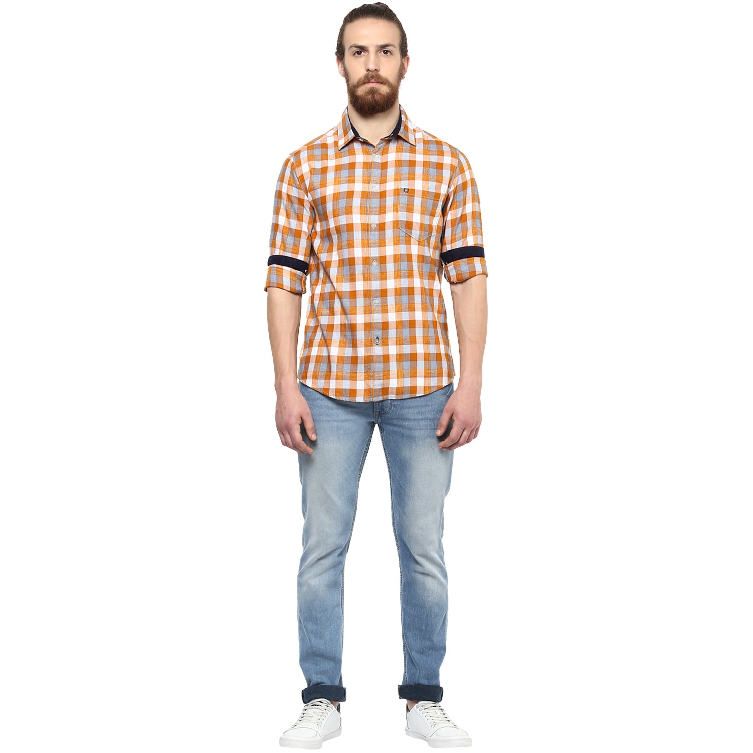 Crosscreek Men Mustard Checks Shirt Crosscreek
