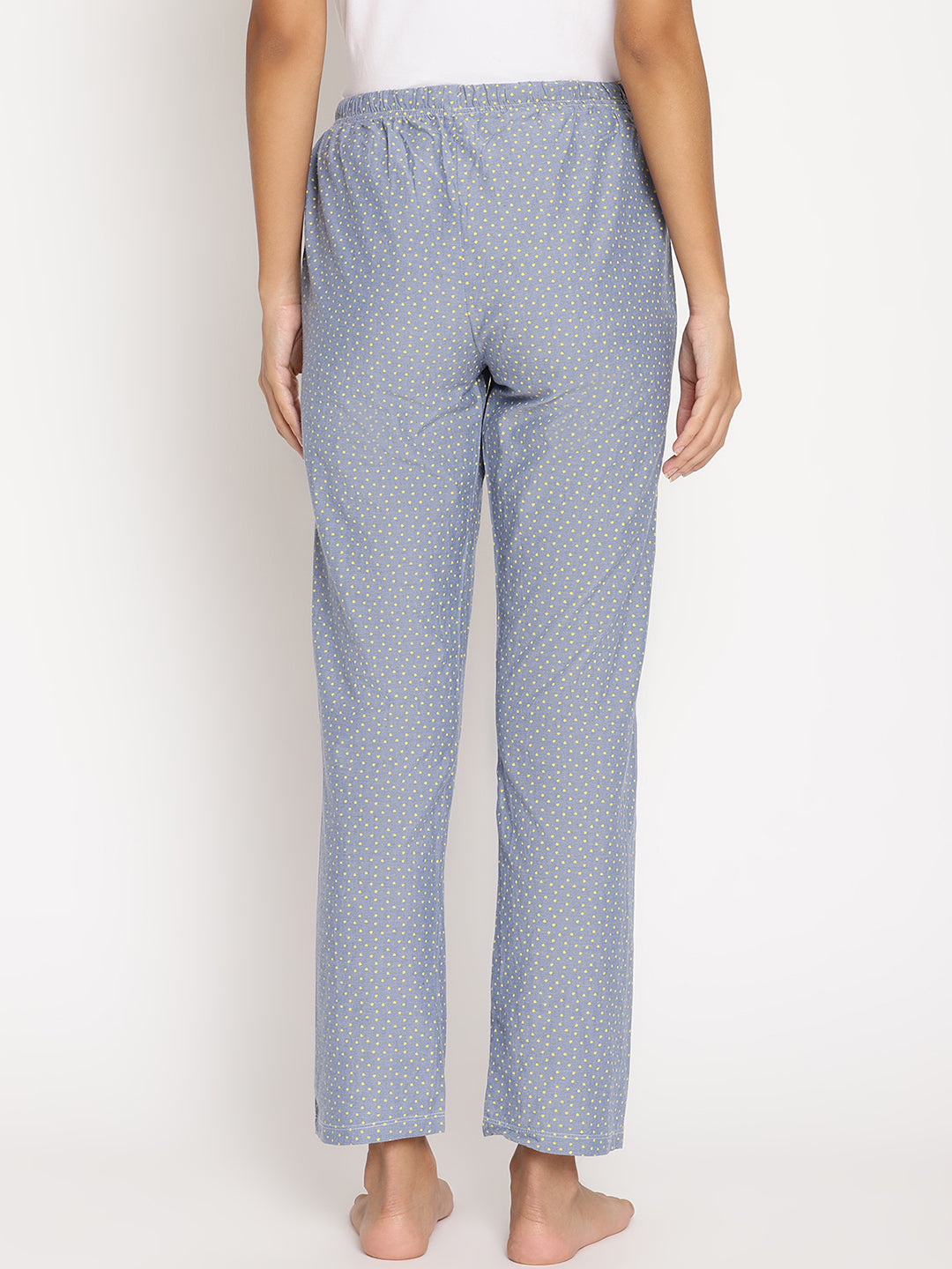 Wolfpack Women Light Blue with Yellow Dot Printed Night Pant Wolfpack