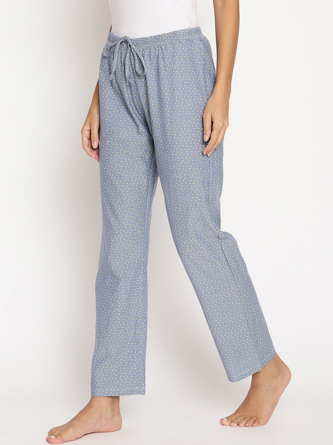 Wolfpack Women Light Blue with Yellow Dot Printed Night Pant Wolfpack