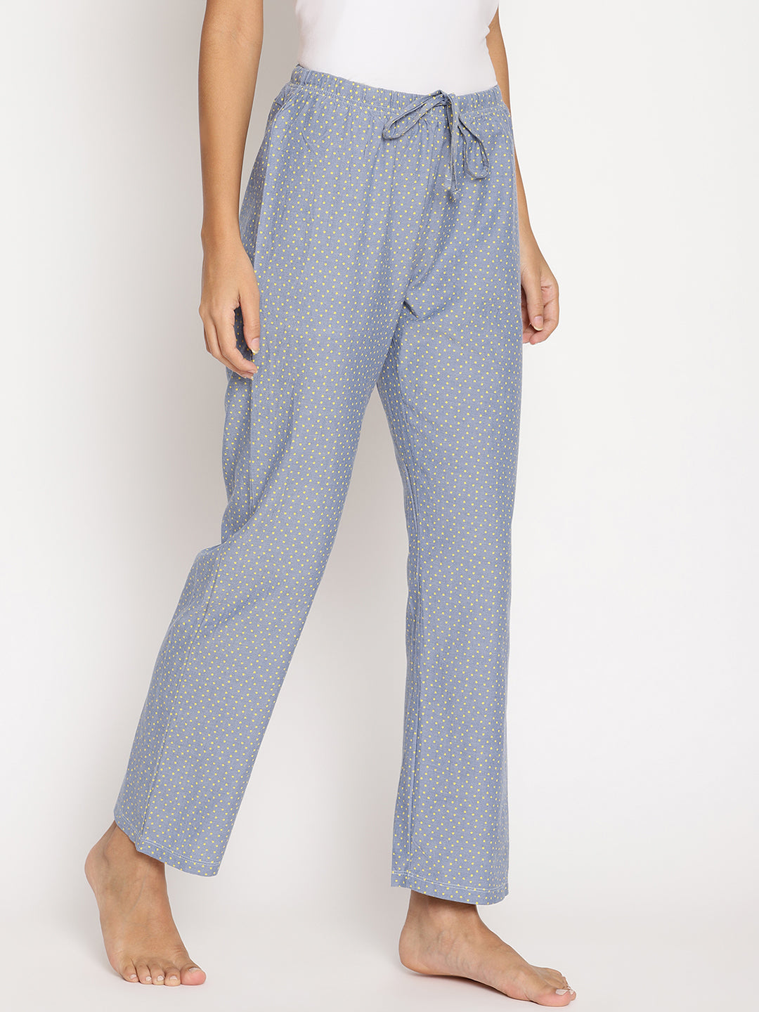 Wolfpack Women Light Blue with Yellow Dot Printed Night Pant Wolfpack