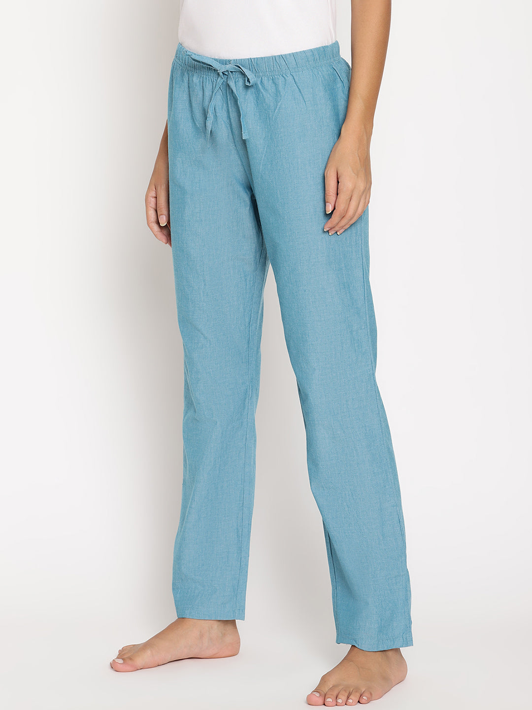 Wolfpack Women Greenish Blue Plain Night Pant Wolfpack