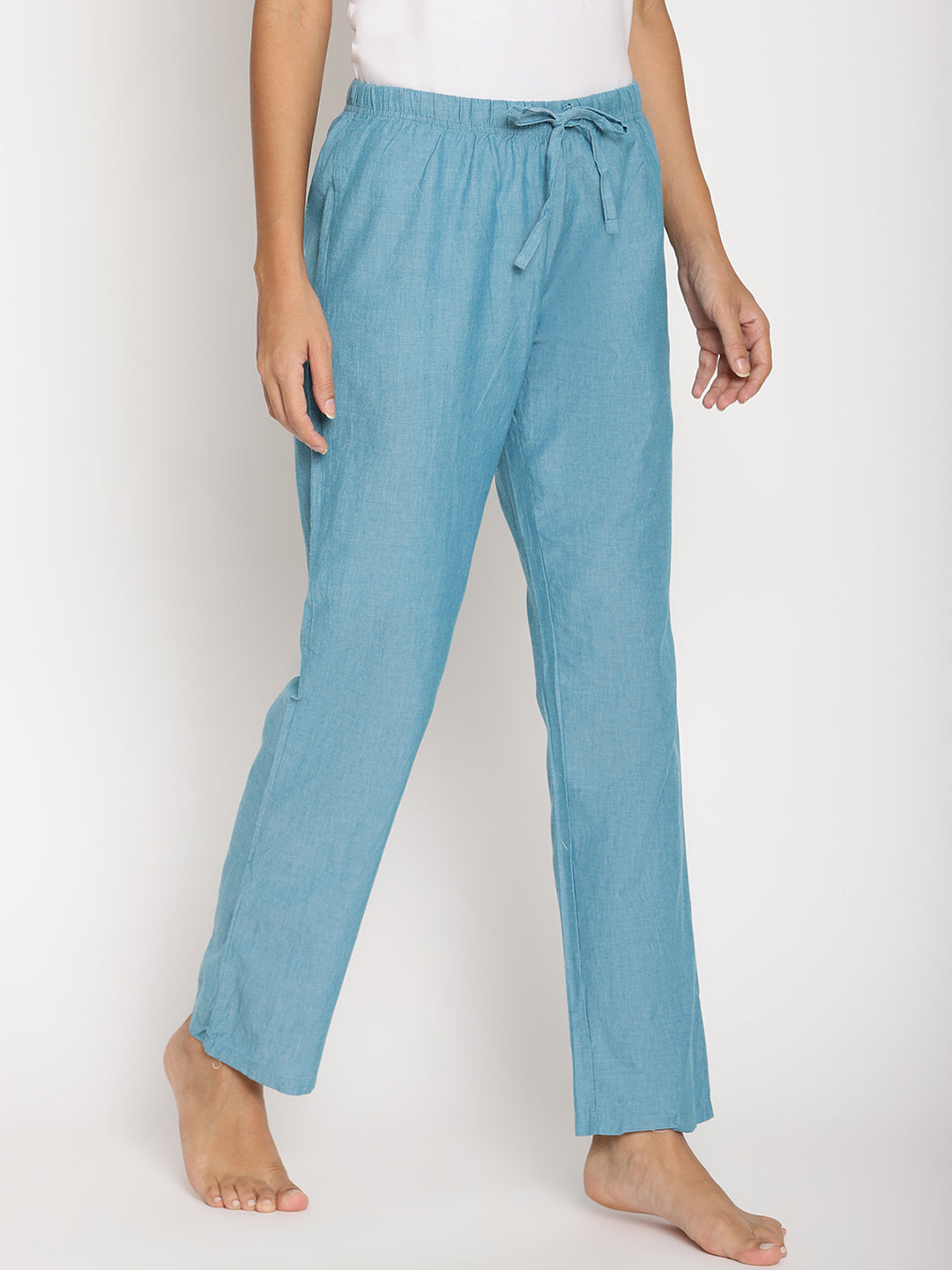 Wolfpack Women Greenish Blue Plain Night Pant Wolfpack