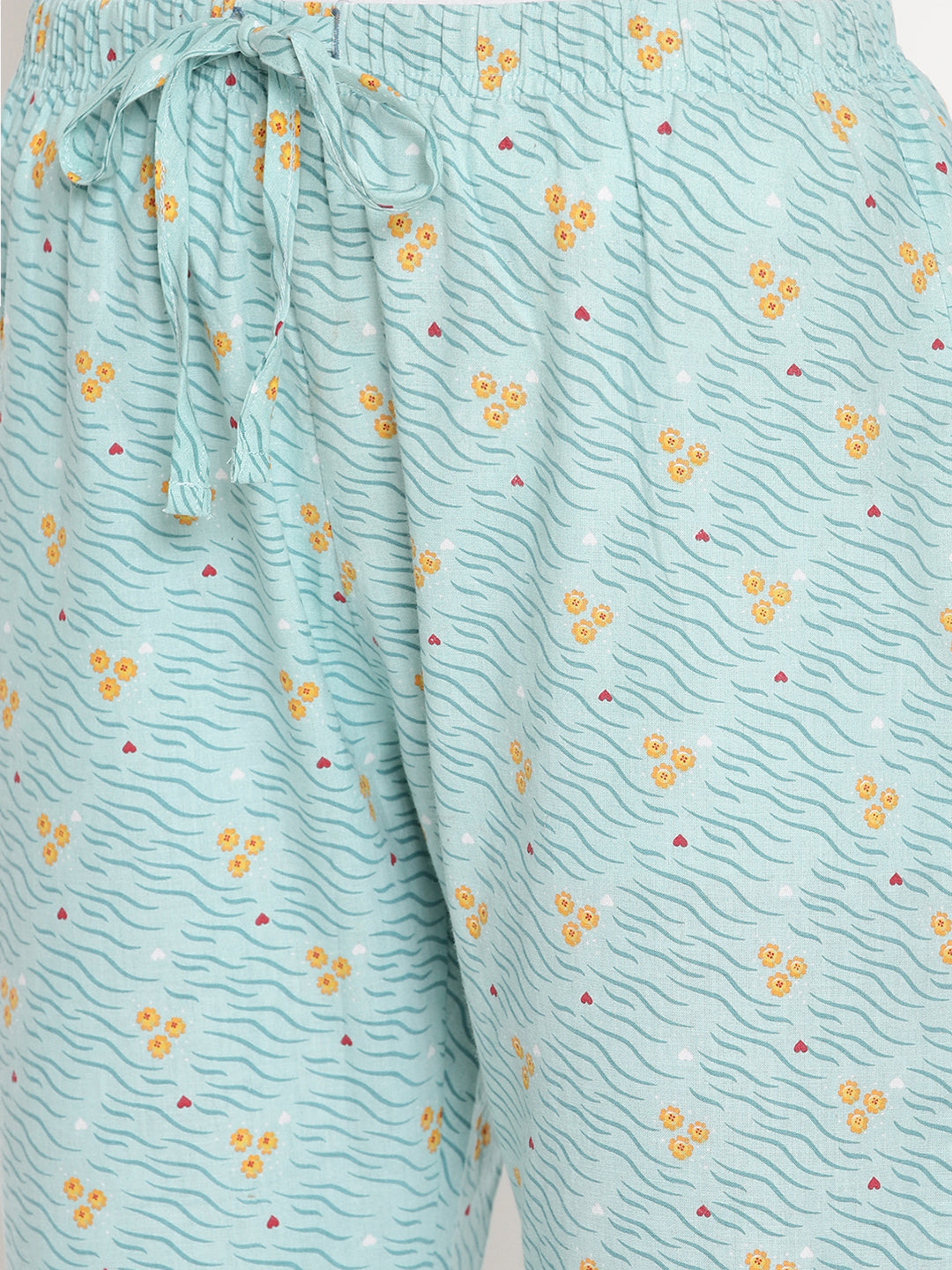 Wolfpack Women Light Green Floral Printed Night Pant Wolfpack