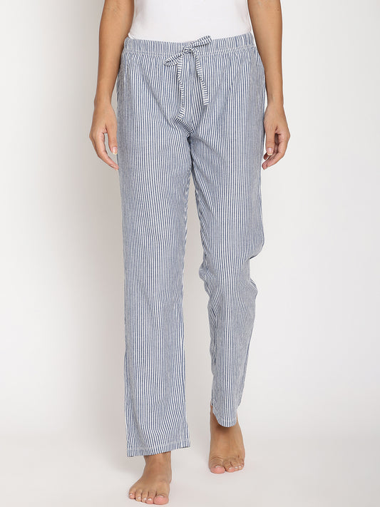 Wolfpack Women Blue Striped Night Pant Wolfpack