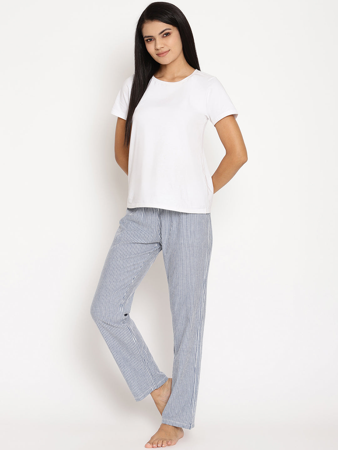 Wolfpack Women Blue Striped Night Pant Wolfpack