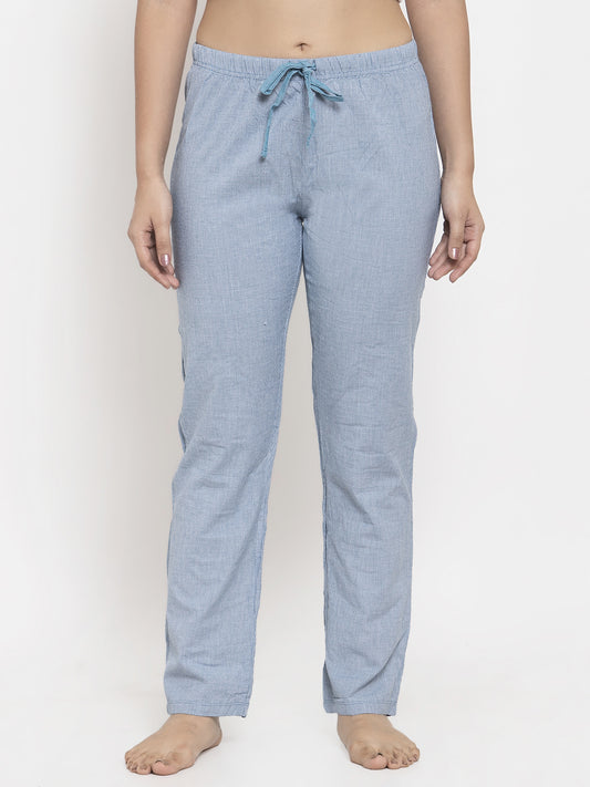 Wolfpack Women Blue Checked Night Pant Wolfpack