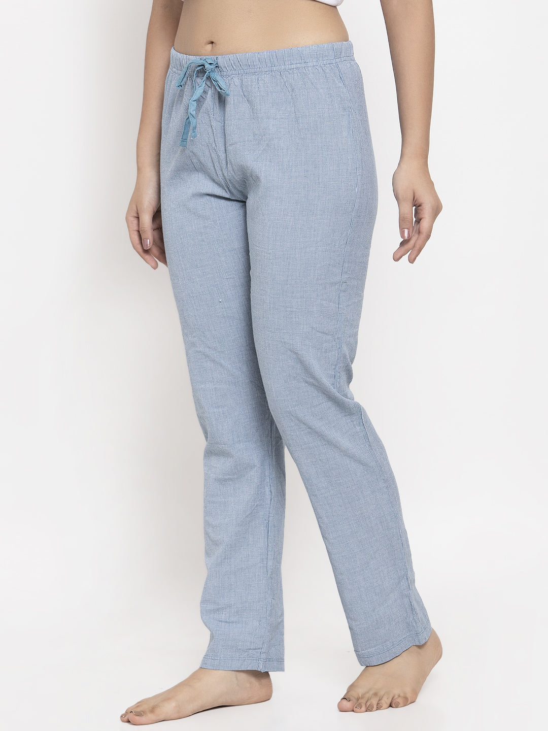 Wolfpack Women Blue Checked Night Pant Wolfpack