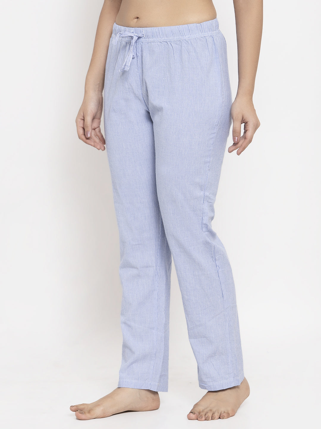 Wolfpack Women Light Blue Striped Night Pants Wolfpack