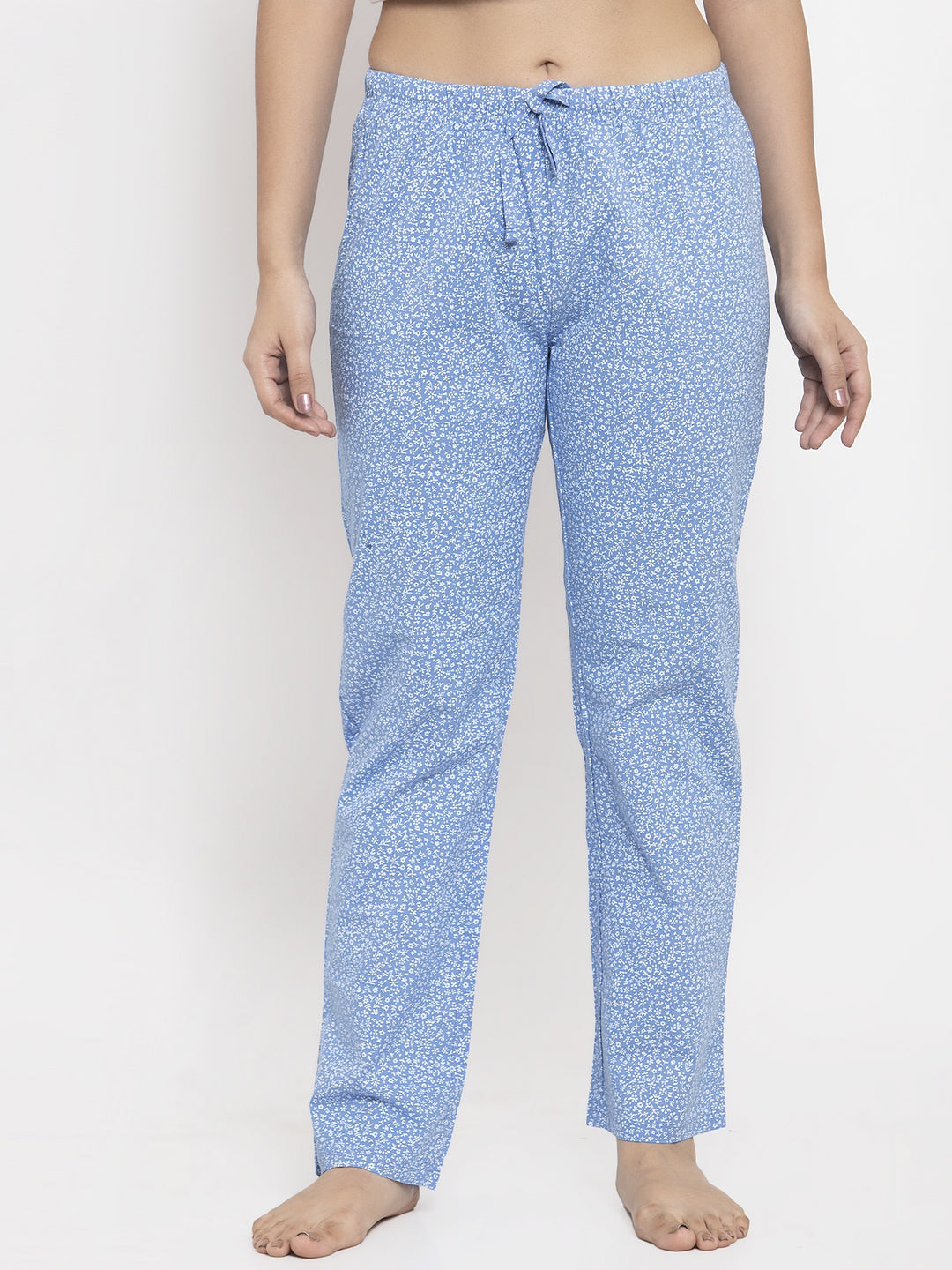 Wolfpack Women Blue Floral Printed Night Pants Wolfpack
