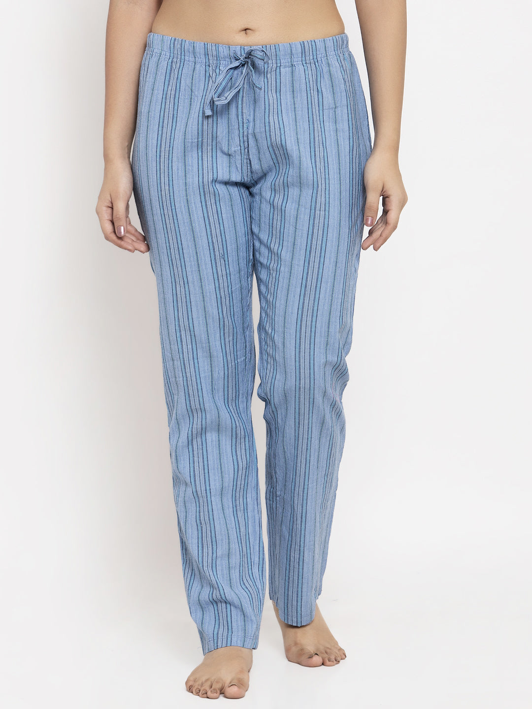 Wolfpack Women Light Blue Striped Night Pants Wolfpack