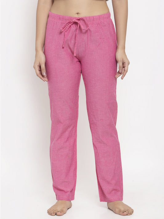 Wolfpack Woven Pink Solid Night Pants Wolfpack
